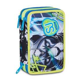 ASTUCCIO 3 ZIP tre cerniere GLACE PANTHER boy SJ GANG seven SCUOLA triplo scomparto COMPLETO