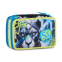 ASTUCCIO 3 ZIP tre cerniere GLACE PANTHER boy SJ GANG seven SCUOLA triplo scomparto COMPLETO