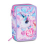 ASTUCCIO 3 ZIP tre cerniere GLOW LED UNICORN girl SJ GANG seven SCUOLA triplo scomparto COMPLETO