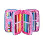 ASTUCCIO 3 ZIP tre cerniere GLOW LED UNICORN girl SJ GANG seven SCUOLA triplo scomparto COMPLETO
