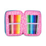 ASTUCCIO 3 ZIP tre cerniere GLOW LED UNICORN girl SJ GANG seven SCUOLA triplo scomparto COMPLETO
