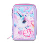 ASTUCCIO 3 ZIP tre cerniere GLOW LED UNICORN girl SJ GANG seven SCUOLA triplo scomparto COMPLETO