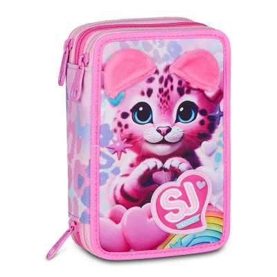 ASTUCCIO 3 ZIP tre cerniere HEART BUDDY girl SJ GANG seven SCUOLA triplo scomparto COMPLETO