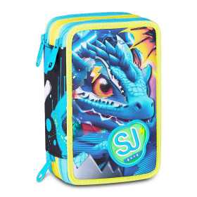ASTUCCIO 3 ZIP tre cerniere METAL DRAGON boy SJ GANG seven SCUOLA triplo scomparto COMPLETO