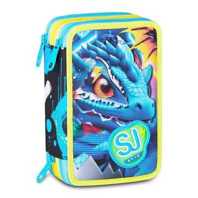 ASTUCCIO 3 ZIP tre cerniere METAL DRAGON boy SJ GANG seven SCUOLA triplo scomparto COMPLETO