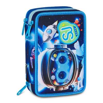 ASTUCCIO 3 ZIP tre cerniere SPACE LED boy SJ GANG seven SCUOLA triplo scomparto COMPLETO