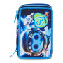 ASTUCCIO 3 ZIP tre cerniere SPACE LED boy SJ GANG seven SCUOLA triplo scomparto COMPLETO