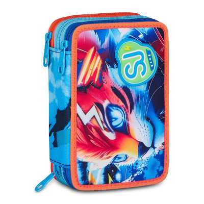 ASTUCCIO 3 ZIP tre cerniere SPEED ANIMAL boy SJ GANG seven SCUOLA triplo scomparto COMPLETO