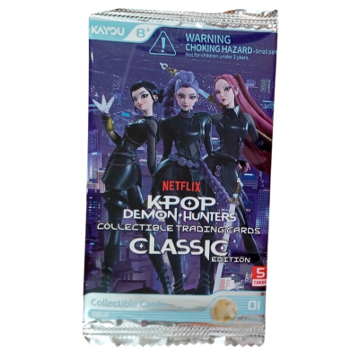 K POP DEMON HUNTERS collectible trading card CLASSIC EDITION booster box da 5 carte IN INGLESE età 8+