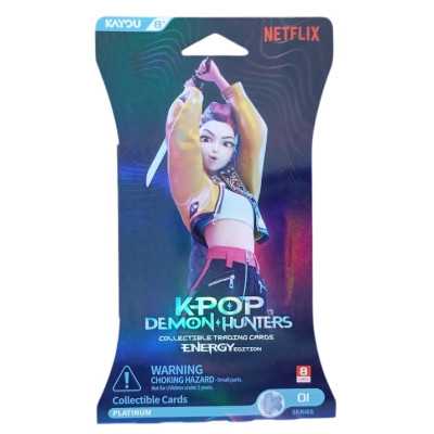 K POP DEMON HUNTERS collectible trading card ENERGY EDITION SPADA booster box da 5 carte IN INGLESE età 8+