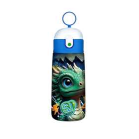 BORRACCIA TERMICA seven DRAGO VERDE 2026 in acciaio inox SJ GANG con tappo a pulsante E CANNUCCIA animali BOY