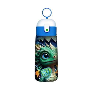 BORRACCIA TERMICA seven DRAGO VERDE 2026 in acciaio inox SJ GANG con tappo a pulsante E CANNUCCIA animali BOY