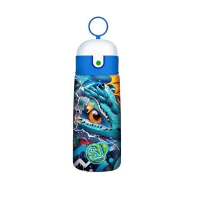 BORRACCIA TERMICA seven DRAGO BLU 2026 in acciaio inox SJ GANG con tappo a pulsante E CANNUCCIA animali BOY