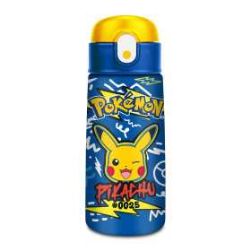 BORRACCIA TERMICA seven POKEMON in acciaio inox KID con tappo a pulsante E CANNUCCIA