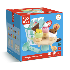 SCOOP & SERVICE ICE CREAM SET servizio per il gelato HAPE gioco di imitazione 19 PEZZI età 2+