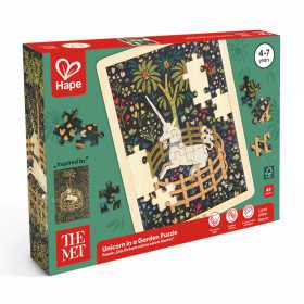 THE UNICORN RESTS IN A GARDEN met cloisters PUZZLE da 49 pezzi IN LEGNO themet HAPE età 4+