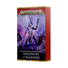 CARTE DELLE PERGAMENE DA GUERRA warscroll cards IN ITALIANO hedonites of SLAANESH warhammer AGE OF SIGMAR età 12+
