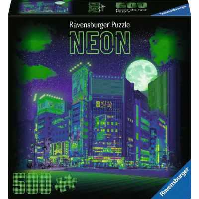 PUZZLE 500 PEZZI ravensburger TOKYO NEON originale JIGSAW round QUADRATO