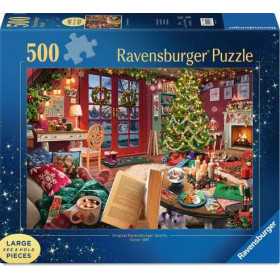 PUZZLE 500 PEZZI ravensburger COZY CHRISTMAS RETREAT originale JIGSAW large format XXL natale