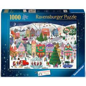 PUZZLE 1000 PEZZI ravensburger CHRISTMAS TOWN originale CITTA' DI NATALE softclick