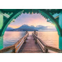 PUZZLE 1000 PEZZI ravensburger FOOTBRIDGE AT LAC D'ANNECY originale PASSERELLA ROMANTICA SUL LAGO softclick