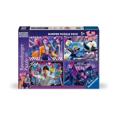 4 PUZZLE DA 100 PEZZI bumper puzzle pack K POP DEMON HUNTERS ravensburger età 6+