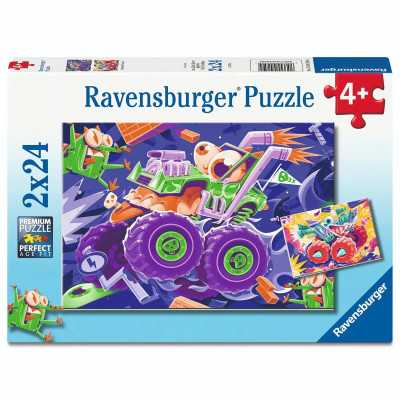 PUZZLE 2X24 ravensburger MONSTER TRUCKS set di 2 puzzle da 24 pezzi PAZZI MEZZI età 4+