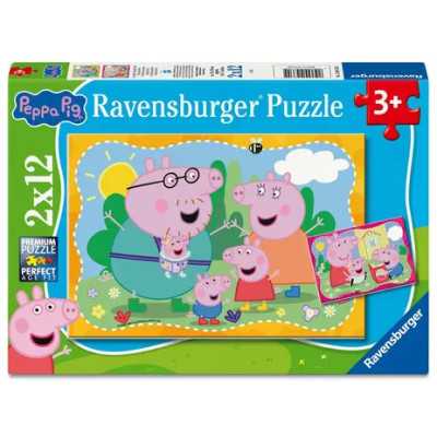 PUZZLE 2X12 ravensburger PEPPA PIG set di 2 puzzle da 12 pezzi HAPPY FAMILIES età 3+