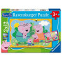 PUZZLE 2X12 ravensburger PEPPA PIG set di 2 puzzle da 12 pezzi HAPPY FAMILIES età 3+