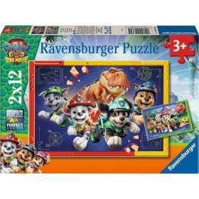 PUZZLE 2X12 ravensburger PAW PATROL INARRESTABILI set di 2 puzzle da 12 pezzi THE DINO MOVIE età 3+