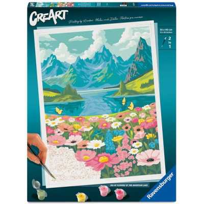 SEA OF FLOWERS AT THE MOUNTAIN LAKE quadro di paesaggio CREART kit artistico PREMIUM ravensburger