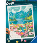 SEA OF FLOWERS AT THE MOUNTAIN LAKE quadro di paesaggio CREART kit artistico PREMIUM ravensburger
