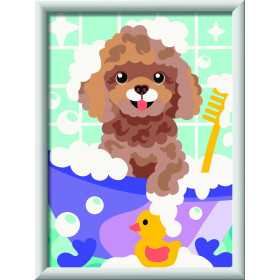 CREART kit artistico BARBONCINO TRA LE BOLLE ravensburger 15 COLORI con cornice QUADRO età 7+