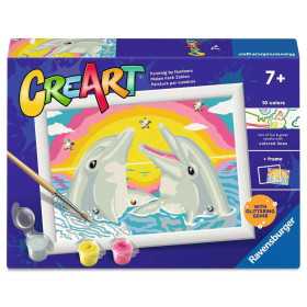CREART kit artistico DELFINO FELICE ravensburger 10 COLORI con cornice QUADRO età 7+