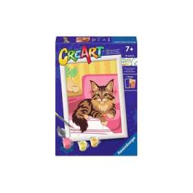 CREART kit artistico GATTINO MAINE COON ravensburger 10 COLORI con cornice QUADRO età 7+