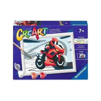CREART kit artistico MOTORCYCLIST ravensburger 10 COLORI con cornice QUADRO età 7+