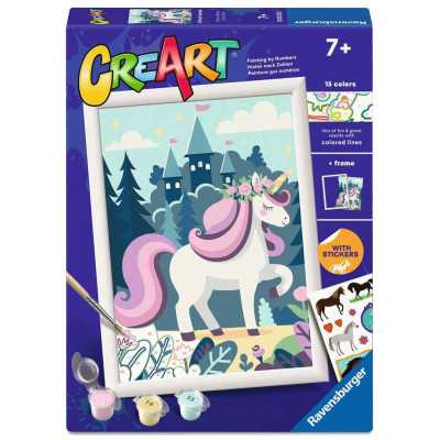 CREART kit artistico UNICORNO AURORA ravensburger 15 COLORI con cornice QUADRO età 7+