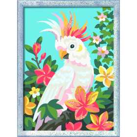 CREART kit artistico CACATUA ravensburger 15 COLORI con cornice QUADRO età 9+