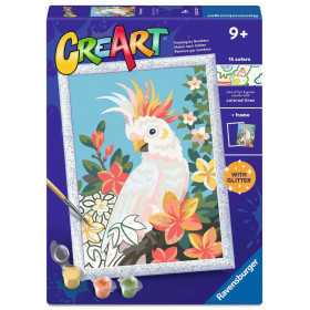 CREART kit artistico CACATUA ravensburger 15 COLORI con cornice QUADRO età 9+