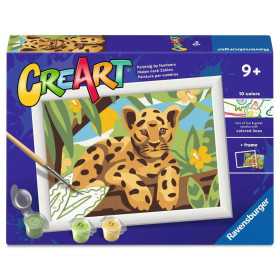 CREART kit artistico CUCCIOLO DI LEOPARDO ravensburger 10 COLORI con cornice QUADRO età 9+