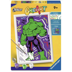 CREART kit artistico INCREDIBILE HULK ravensburger 9 COLORI con cornice QUADRO età 9+