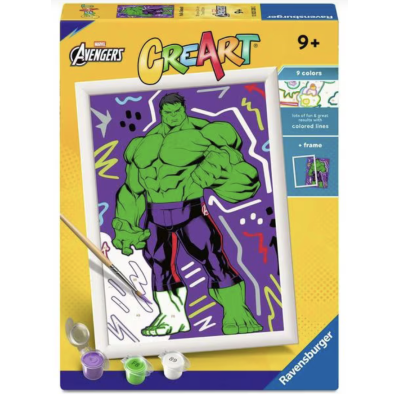 CREART kit artistico INCREDIBILE HULK ravensburger 9 COLORI con cornice QUADRO età 9+