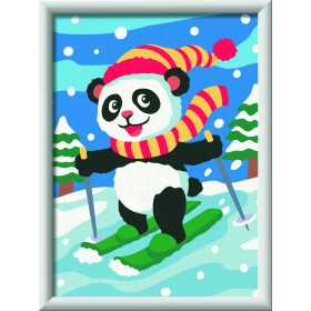 CREART kit artistico PANDA SCIATORE ravensburger 14 COLORI con cornice QUADRO età 9+