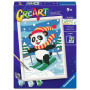 CREART kit artistico PANDA SCIATORE ravensburger 14 COLORI con cornice QUADRO età 9+