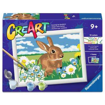 CREART kit artistico SWEET BUNNY ravensburger 10 COLORI con cornice QUADRO età 9+