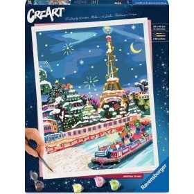 CREART kit artistico NATALE A PARIGI ravensburger PREMIUM con pennello 2 IN 1 età 12+