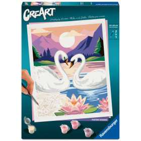 CREART kit artistico CIGNI INNAMORATI ravensburger PREMIUM con pennello 2 IN 1 età 12+