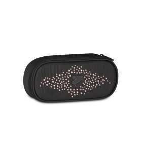 ASTUCCIO OVAL portapenne ovale GLITYCUTE organizzato NERO E ROSA seven STRASS
