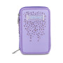 ASTUCCIO 3 ZIP tre cerniere VIOLA seven DIAMONDS triplo scomparto SCUOLA completo STRASS
