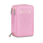 ASTUCCIO 3 ZIP tre cerniere ROSA seven DIAMONDS triplo scomparto SCUOLA completo STRASS